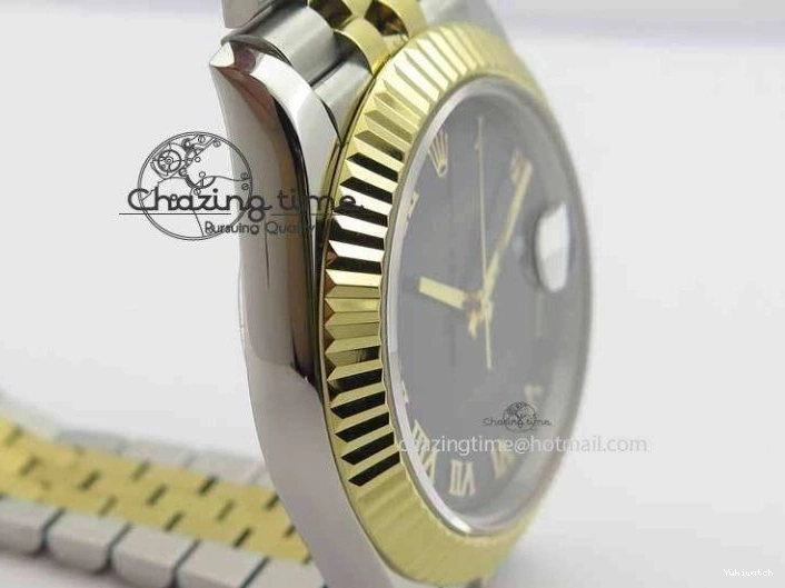 Roman YG Maker Black On Bracelet Edition A2813 BP Best 41mm DateJust SS Jubilee Dial II 0521